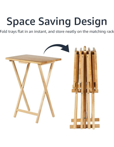 Mesa de bandeja plegable Amazon Basics 4 Pack Natural 66 cm
