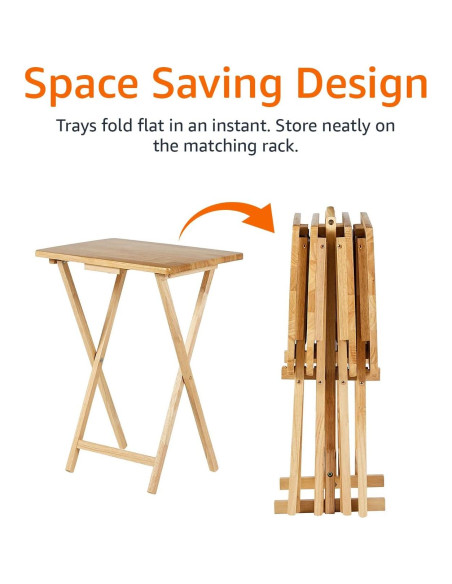 Mesa de bandeja plegable Amazon Basics 4 Pack Natural 66 cm