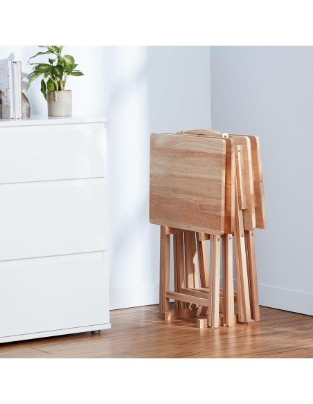 Mesa de bandeja plegable Amazon Basics 4 Pack Natural 66 cm