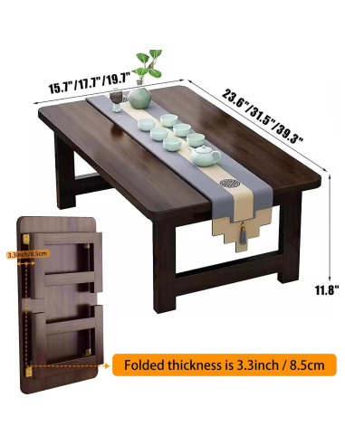 Mesa de café plegable FATOLRD 80x40 cm bambú japonesa