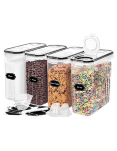 Contenedores de Cereal Skroam 4PCS 4L Herméticos con Etiquetas
