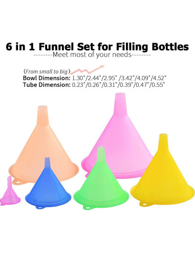 Conjunto de 6 embudos de plástico Delove grado alimenticio