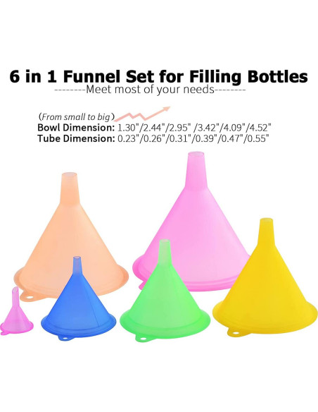 Conjunto de 6 embudos de plástico Delove grado alimenticio