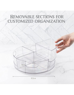 Organizador Giratorio Oizeir 4 Secciones 29,21 cm Transparente 2