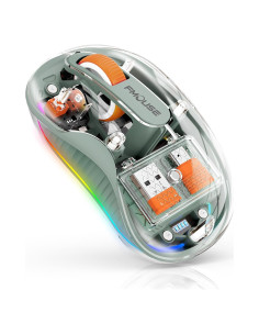 Ratón Inalámbrico Bluetooth JUHOO RGB Transparente Recargable