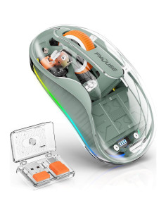 Ratón Inalámbrico Bluetooth JUHOO RGB Transparente Recargable 2
