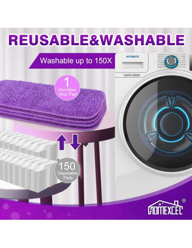 Paños de Microfibra Reutilizables HOMEXCEL para Mopas 8 Unidades