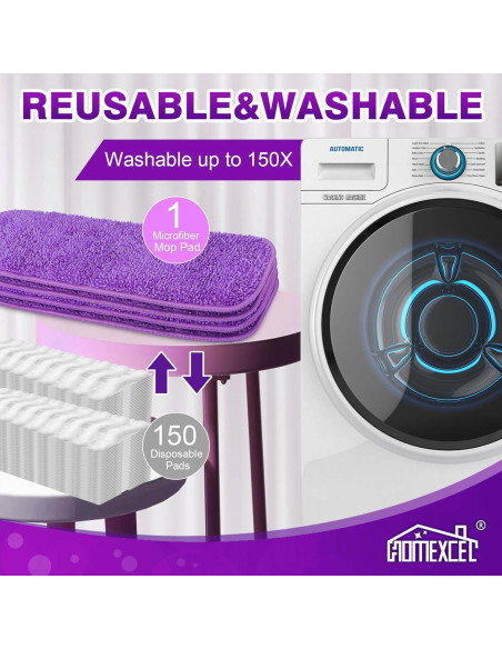 Paños de Microfibra Reutilizables HOMEXCEL para Mopas 8 Unidades