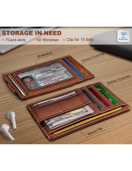 Billetera de Cuero Bulliant para Hombres con Clip y RFID
