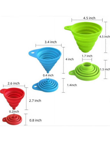 Juego de 3 Embudos de Cocina JQSAOKEYU Silicona Grado Alimenticio