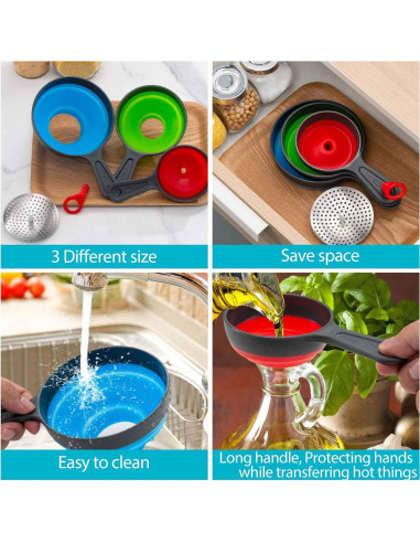 Juego de Embudos de Silicona Kalave 4 Piezas para Cocina