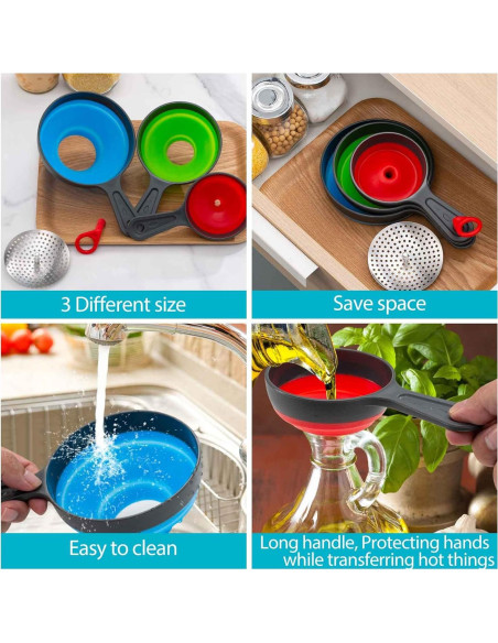 Juego de Embudos de Silicona Kalave 4 Piezas para Cocina