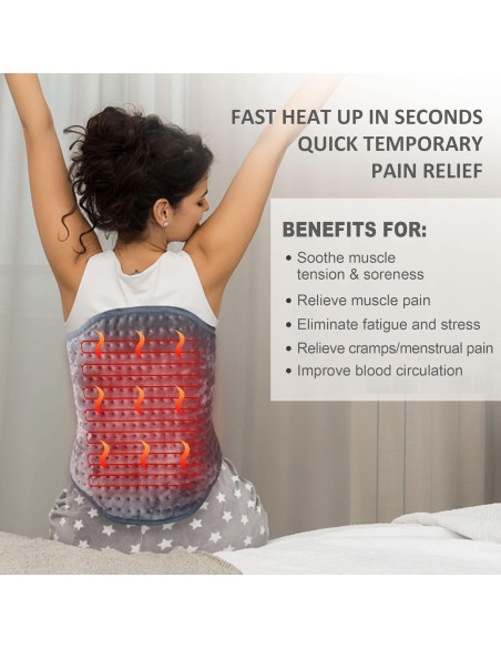 Almohadilla Térmica Snailax 40x61 cm con 6 Niveles de Calor