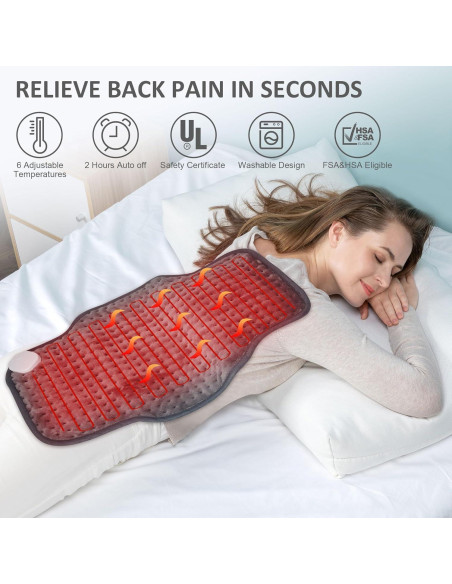 Almohadilla Térmica Snailax 40x61 cm con 6 Niveles de Calor