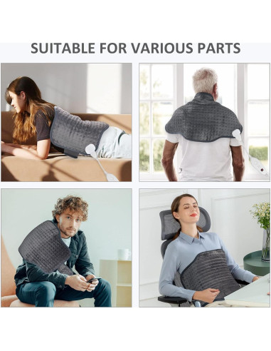 Almohadilla Térmica Snailax 40x61 cm con 6 Niveles de Calor