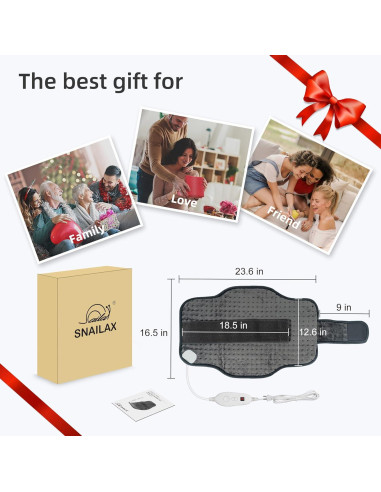 Almohadilla Térmica Snailax 40x61 cm con 6 Niveles de Calor