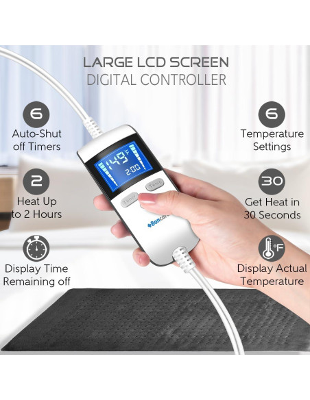 Almohadilla Térmica Digital Boncare 61x30cm 6 Niveles Calor