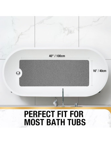 HITSLAM Alfombrilla de Baño Antideslizante 101,6 x 40,6 cm Gris