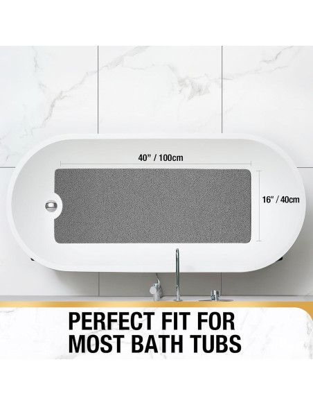 HITSLAM Alfombrilla de Baño Antideslizante 101,6 x 40,6 cm Gris