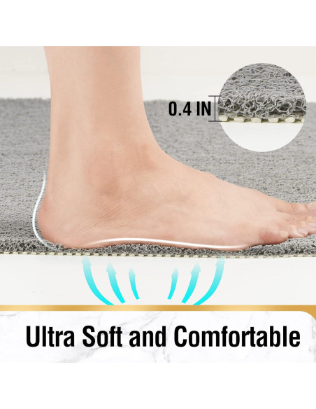 HITSLAM Alfombrilla de Baño Antideslizante 101,6 x 40,6 cm Gris