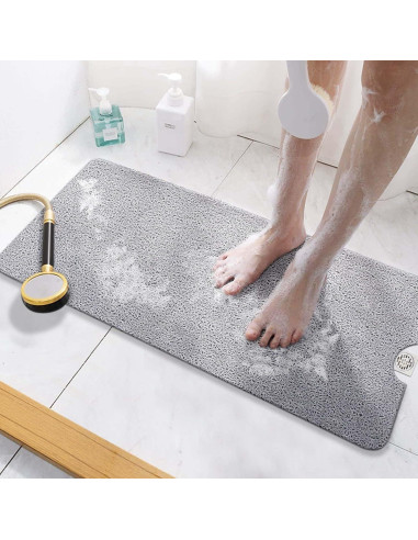 HITSLAM Alfombrilla de Baño Antideslizante 101,6 x 40,6 cm Gris