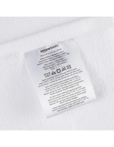 Alfombrilla de baño Amazon Basics 50,8x78,7cm Algodón Blanco