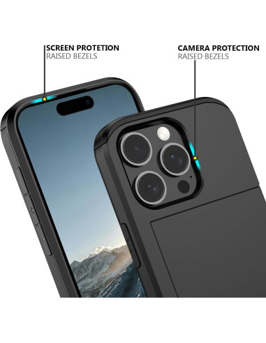 Funda Cartera Nvollnoe para iPhone 16 Pro - Doble Capa Negra