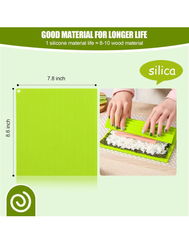 Estera de Sushi de Silicona Genérica 21.84x19.81cm Reutilizable