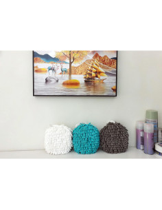 Toallas de Mano ACOCPOL Microfibra 2 Piezas Blanco y Azul 2