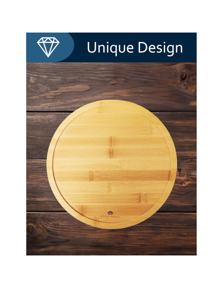 Tablero de Queso Redondo de Bambú RoyalHouse con 4 Cuchillos