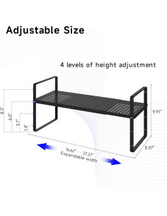 Organizador de Estantes Expandible KIKIBRO Negro 1 Paquete 2