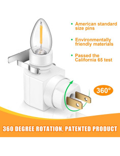 Reginary 8 Bases de Luz Nocturna Enchufables 360 Blancas 2