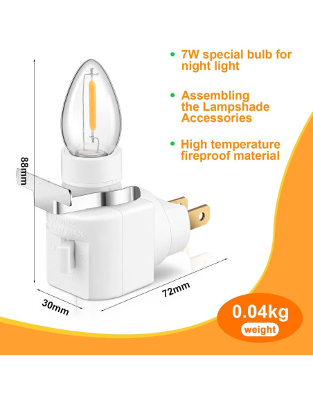 Reginary 8 Bases de Luz Nocturna Enchufables 360 Blancas