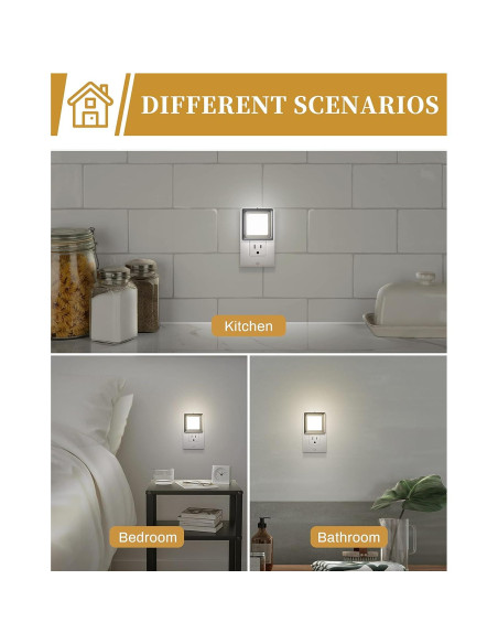 Luz Nocturna Enchufable DORESshop 4 Piezas 5000K