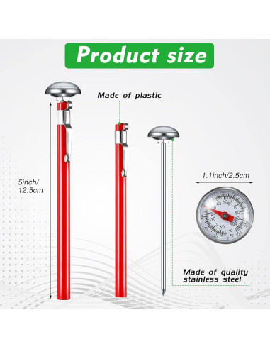 Termómetro de Cocina Xuhal 6 Pcs Acero Inoxidable Rojo