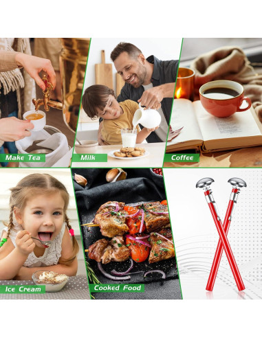 Termómetro de Cocina Xuhal 6 Pcs Acero Inoxidable Rojo