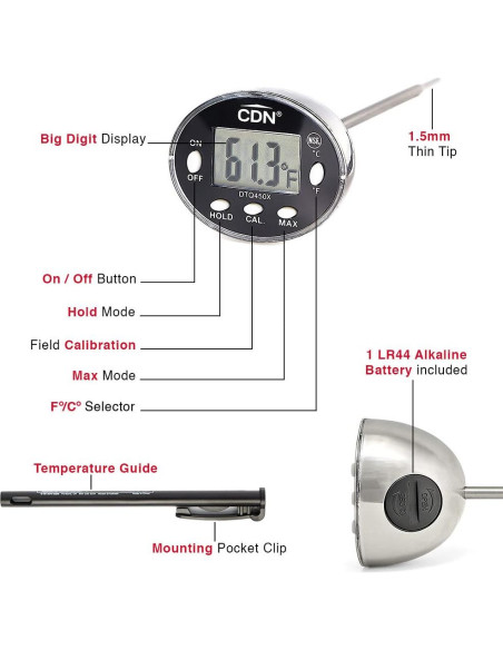 Termómetro Digital ProAccurate CDN 12,07 cm Impermeable