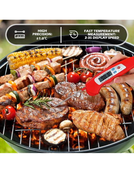 Termómetro Digital de Carne Plegable Hoteam 6 Piezas Impermeable