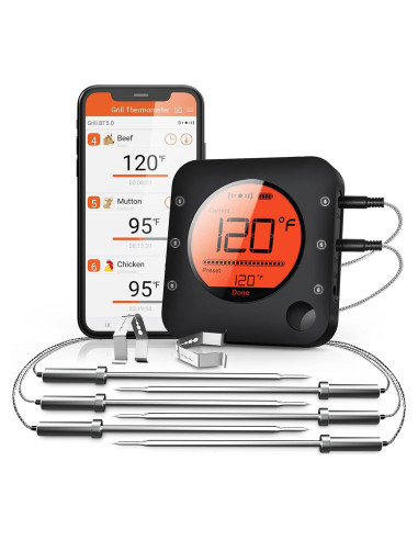 Termómetro de Carne Inalámbrico BFOUR con 6 Probetas