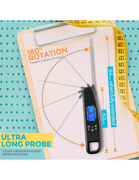 Termómetro Digital de Carne POWLAKENXS 20,32 cm Preciso