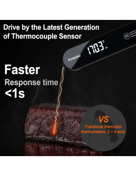 Termómetro de Alimentos Atogou TH-22 Negro IPX7 Preciso