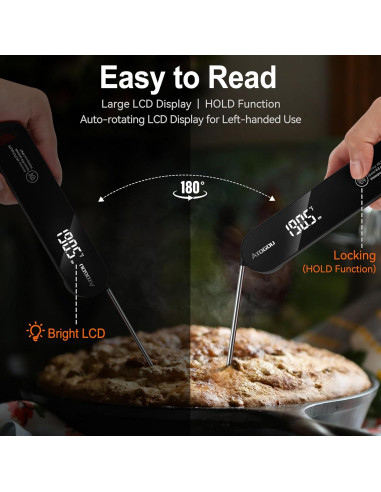 Termómetro de Alimentos Atogou TH-22 Negro IPX7 Preciso