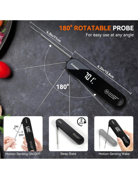 Termómetro de Alimentos Atogou TH-22 Negro IPX7 Preciso
