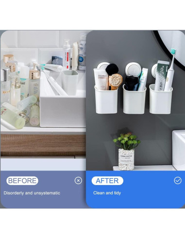 Soporte de Cepillo de Dientes LEVERLOC 2 Paquetes Montaje Succión