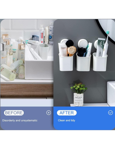 Soporte de Cepillo de Dientes LEVERLOC 2 Paquetes Montaje Succión