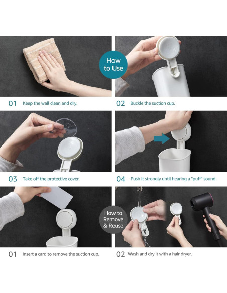 Soporte de Cepillo de Dientes LEVERLOC 2 Paquetes Montaje Succión