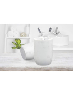 Soporte Organizador de Cepillos de Dientes Cerpourt Blanco Mármol 2