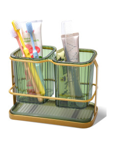 Soporte de Cepillos de Dientes KONE Verde 2 Tazas Montado Pared