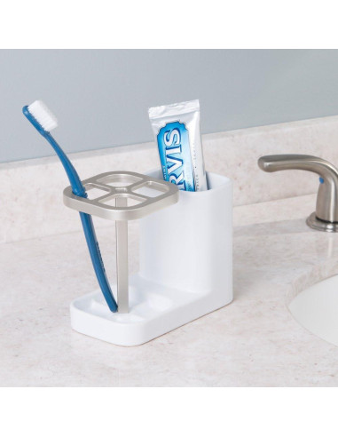Soporte de Cepillos de Dientes iDesign Sedona Cerámica Blanco