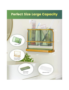 Soporte de Cepillos de Dientes KONE Verde 2 Tazas Montado Pared 2